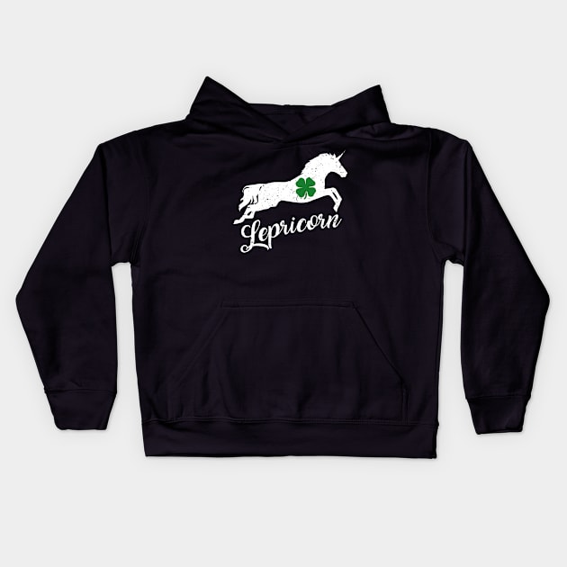 Lepricorn Unicorn Funny St Patrick's Day Kids Hoodie by Tuyetle